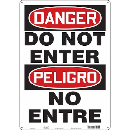 Safety Sign, 20 in H, 14 in W, Polyethylene, Vertical Rectangle, English, Spanish, 472N75 MPN:472N75