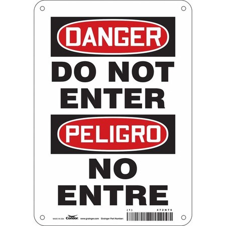 Safety Sign, 10 in Height, 7 in Width, Vinyl, Horizontal Rectangle, English, Spanish, 472N76 MPN:472N76