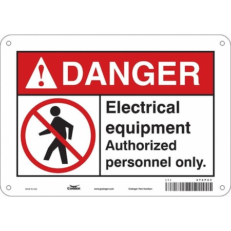 Safety Sign, 7 in Height, 10 in Width, Aluminum, Vertical Rectangle, English, 472P03 MPN:472P03