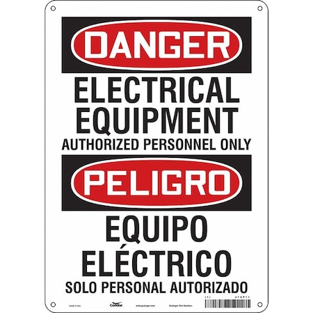 Safety Sign, 14 in Height, 10 in Width, Aluminum, Vertical Rectangle, English, Spanish, 472P11 MPN:472P11