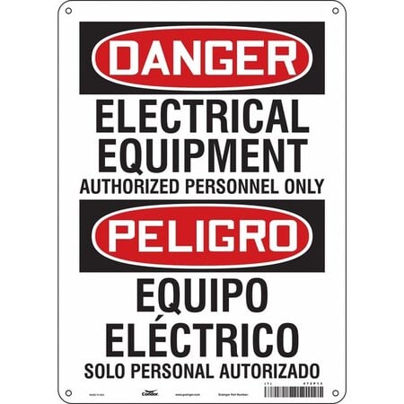 Safety Sign, 14 in Height, 10 in Width, Polyethylene, Vertical Rectangle, English, Spanish, 472P13 MPN:472P13