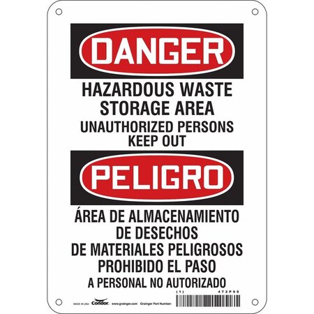 Safety Sign, 10 in H, 7 in W, Horizontal Rectangle, English, Spanish, 472P90 MPN:472P90