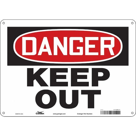 Safety Sign, 10 in Height, 14 in Width, Polyethylene, Horizontal Rectangle, English, 472R37 MPN:472R37