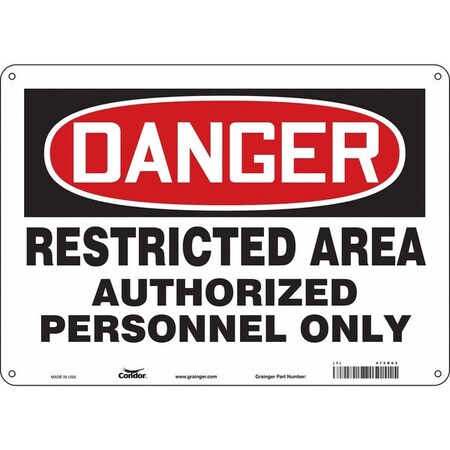 Safety Sign, 10 in Height, 14 in Width, Aluminum, Horizontal Rectangle, English, 472R93 MPN:472R93