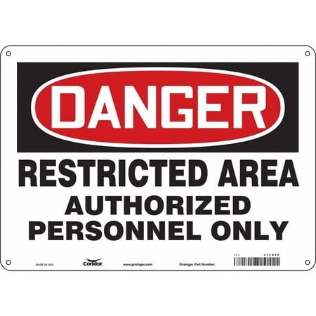 Safety Sign, 10 in Height, 14 in Width, Polyethylene, Horizontal Rectangle, English, 472R96 MPN:472R96