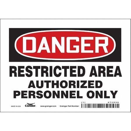 Safety Sign, 5 in Height, 7 in Width, Vinyl, Horizontal Rectangle, English, 472R98 MPN:472R98