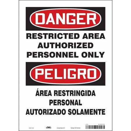 Safety Sign, 14 in Height, 10 in Width, Vinyl, Vertical Rectangle, English, Spanish, 472T14 MPN:472T14