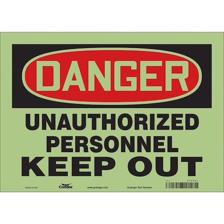 Safety Sign, 10 in H, 14 in W, Glow Vinyl, Horizontal Rectangle, English, 472T41 MPN:472T41