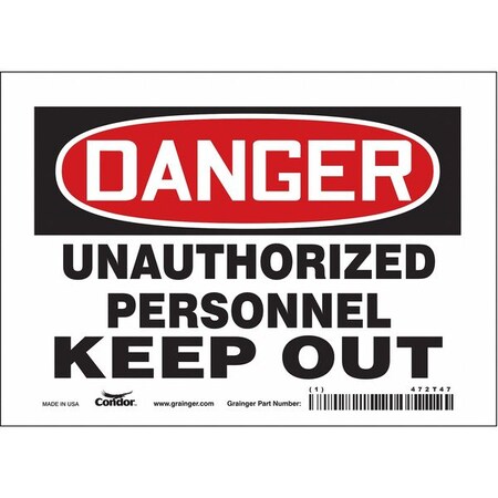 Safety Sign, 5 in Height, 7 in Width, Vinyl, Horizontal Rectangle, English, 472T47 MPN:472T47