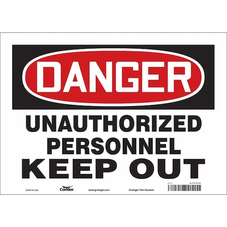 Safety Sign, 10 in Height, 14 in Width, Vinyl, Horizontal Rectangle, English, 472T49 MPN:472T49