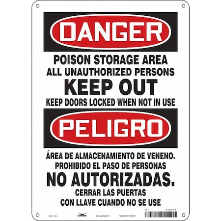 Safety Sign, 14 in Height, 10 in Width, Aluminum, Vertical Rectangle, English, Spanish, 472T77 MPN:472T77