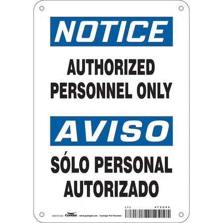 Safety Sign, 10 in H, 7 in W, Polyethylene, Horizontal Rectangle, English, Spanish, 472U49 MPN:472U49
