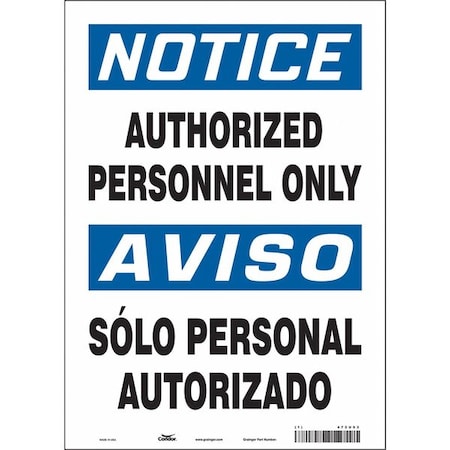 Safety Sign, 14 in Height, 10 in Width, Vinyl, Vertical Rectangle, English, Spanish, 472U53 MPN:472U53