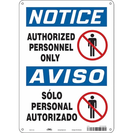 Safety Sign, 14 in Height, 10 in Width, Aluminum, Vertical Rectangle, English, Spanish, 472U56 MPN:472U56