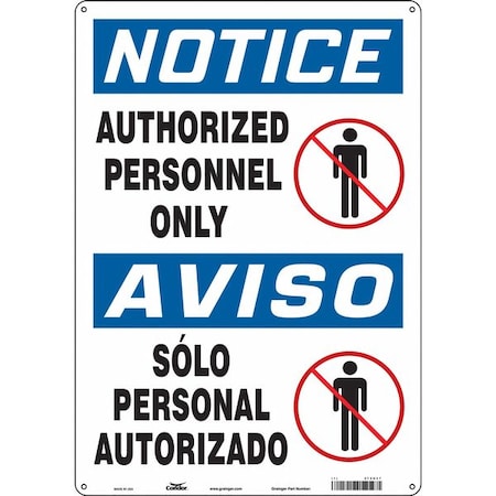 Safety Sign, 20 in H, 14 in W, Aluminum, Vertical Rectangle, English, Spanish, 472U57 MPN:472U57