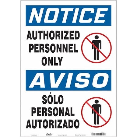 Safety Sign, 20 in H, 14 in W, Vinyl, Vertical Rectangle, English, Spanish, 472U64 MPN:472U64