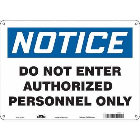 Safety Sign, 10 in Height, 14 in Width, Polyethylene, Horizontal Rectangle, English, 472U91 MPN:472U91