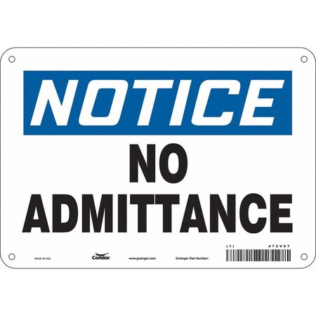 Safety Sign, 7 in Height, 10 in Width, Polyethylene, Vertical Rectangle, English, 472V07 MPN:472V07