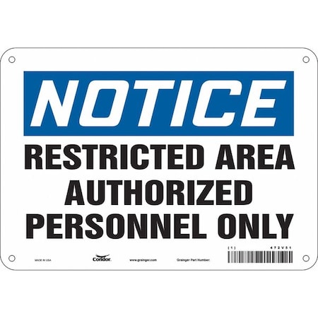 Safety Sign, 7 in Height, 10 in Width, Aluminum, Vertical Rectangle, English, 472V51 MPN:472V51