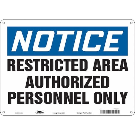Safety Sign, 10 in Height, 14 in Width, Polyethylene, Horizontal Rectangle, English, 472V55 MPN:472V55