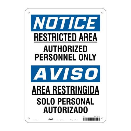 Safety Sign, 14 in Height, 10 in Width, Aluminum, Vertical Rectangle, English, Spanish, 472V60 MPN:472V60