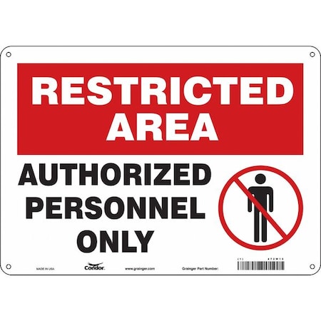 Safety Sign, 10 in Height, 14 in Width, Aluminum, Horizontal Rectangle, English, 472W15 MPN:472W15
