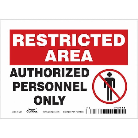 Safety Sign, 5 in Height, 7 in Width, Vinyl, Horizontal Rectangle, English, 472W18 MPN:472W18