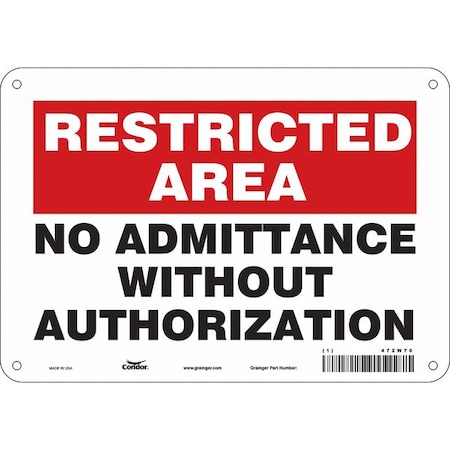 Safety Sign, 7 in Height, 10 in Width, Aluminum, Vertical Rectangle, English, 472W70 MPN:472W70