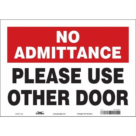 PLEASE USE OTHER DOOR, 14 in W x 10 in H, Horizontal Rectangle, Vinyl, 472X23 MPN:472X23