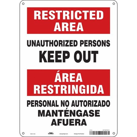 Safety Sign, 14 in H, 10 in W, Aluminum, Vertical Rectangle, English, Spanish, 472Y01 MPN:472Y01
