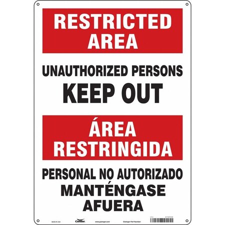 Safety Sign, 20 in H, 14 in W, Aluminum, Vertical Rectangle, English, Spanish, 472Y02 MPN:472Y02
