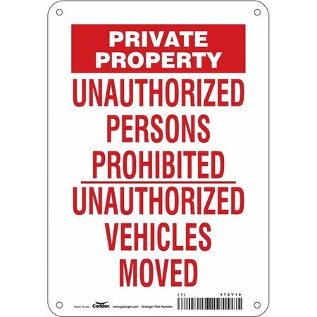 Safety Sign, 10 in Height, 7 in Width, Aluminum, Horizontal Rectangle, English, 472Y10 MPN:472Y10