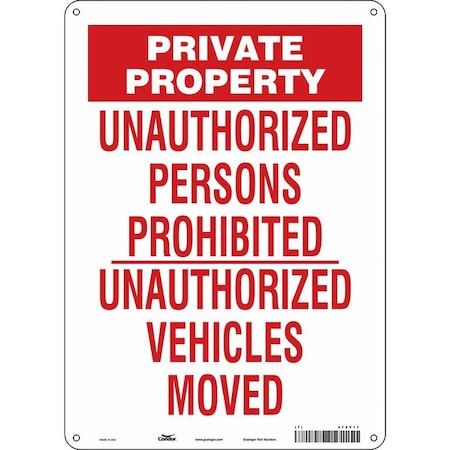 Safety Sign, 14 in Height, 10 in Width, Aluminum, Vertical Rectangle, English, 472Y11 MPN:472Y11