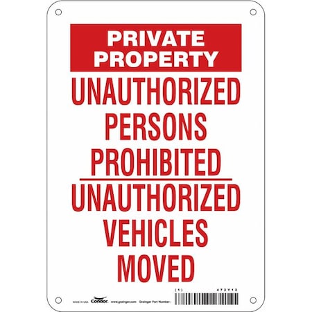 Safety Sign, 10 in Height, 7 in Width, Polyethylene, Horizontal Rectangle, English, 472Y12 MPN:472Y12
