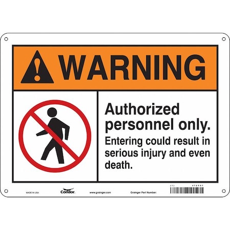 Safety Sign, 10 in Height, 14 in Width, Polyethylene, Horizontal Rectangle, English, 472Y57 MPN:472Y57
