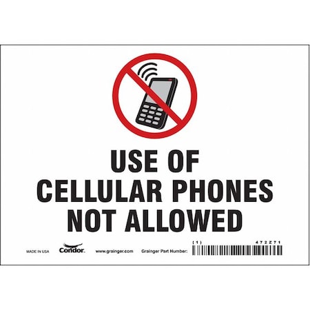 Safety Sign, 5 in Height, 7 in Width, Vinyl, Horizontal Rectangle, English, 472Z71 MPN:472Z71
