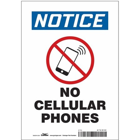 Safety Sign, 10 in Height, 7 in Width, Vinyl, Horizontal Rectangle, English, 472Z90 MPN:472Z90
