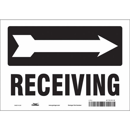 Receiving, 10 in W x 7 in H, Vertical Rectangle, Vinyl, 473C32 MPN:473C32