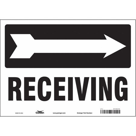 Receiving, 14 in W x 10 in H, Horizontal Rectangle, Vinyl, 473C33 MPN:473C33