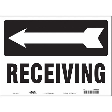 Receiving, 14 in W x 10 in H, Horizontal Rectangle, Vinyl, 473C42 MPN:473C42