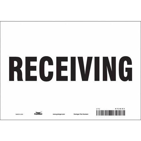Receiving, 10 in W x 7 in H, Vertical Rectangle, Vinyl, 473C53 MPN:473C53