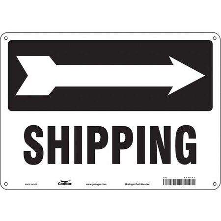 Shipping w/Symbol, 14 in W x 10 in H, Horizontal Rectangle, Aluminum, 473C57 MPN:473C57