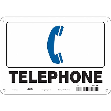 Telephone w/Symbol, 10 in W x 7 in H, Vertical Rectangle, Aluminum, 473C86 MPN:473C86