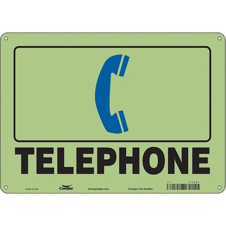 Telephone w/Symbol, 14 in W x 10 in H, Horizontal Rectangle, Polyethylene, 473C91 MPN:473C91