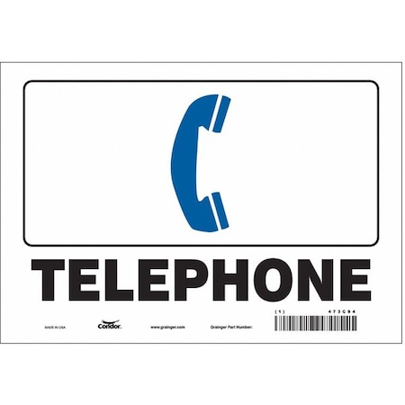 Telephone w/Symbol, 10 in W x 7 in H, Vertical Rectangle, Vinyl, 473C94 MPN:473C94