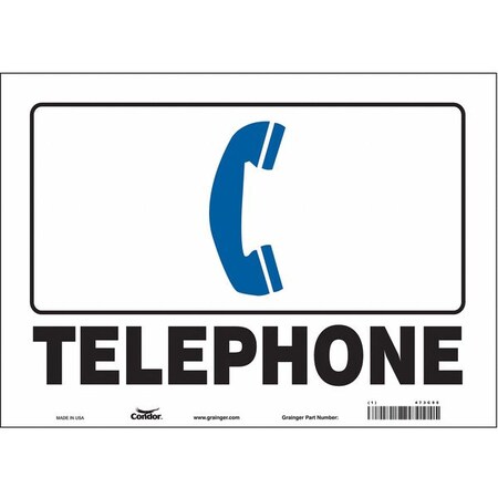 Telephone w/Symbol, 14 in W x 10 in H, Horizontal Rectangle, Vinyl, 473C95 MPN:473C95
