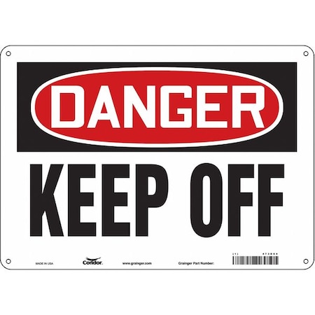 Danger, Keep Off, 14 in W x 10 in H, Horizontal Rectangle, Aluminum, 473D54 MPN:473D54