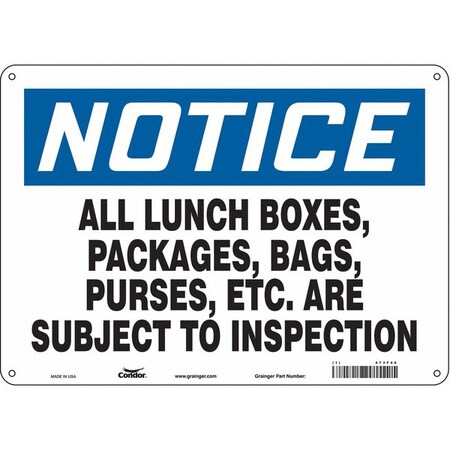 Safety Sign, 10 in Height, 14 in Width, Aluminum, Horizontal Rectangle, English, 473F40 MPN:473F40
