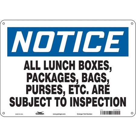 Safety Sign, 10 in Height, 14 in Width, Polyethylene, Horizontal Rectangle, English, 473F43 MPN:473F43