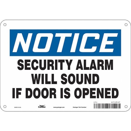 Safety Sign, 7 in Height, 10 in Width, Aluminum, Vertical Rectangle, English, 473F47 MPN:473F47